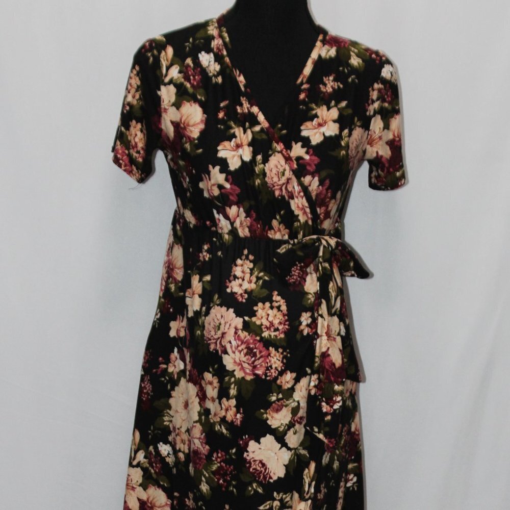Duetime Maternity Short Sleeve Floral Dress